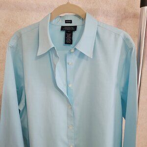 Blue Womens Button Blouse Long Sleeve No Iron Jones New York Size XL